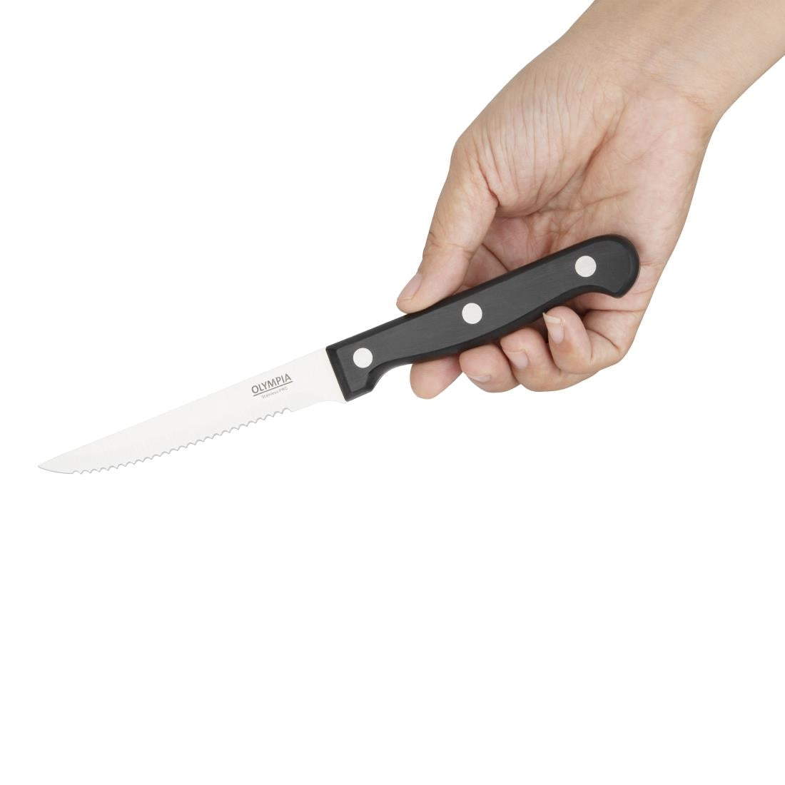 Olympia Serrated Steak Knives Black Handle (12 Pack)