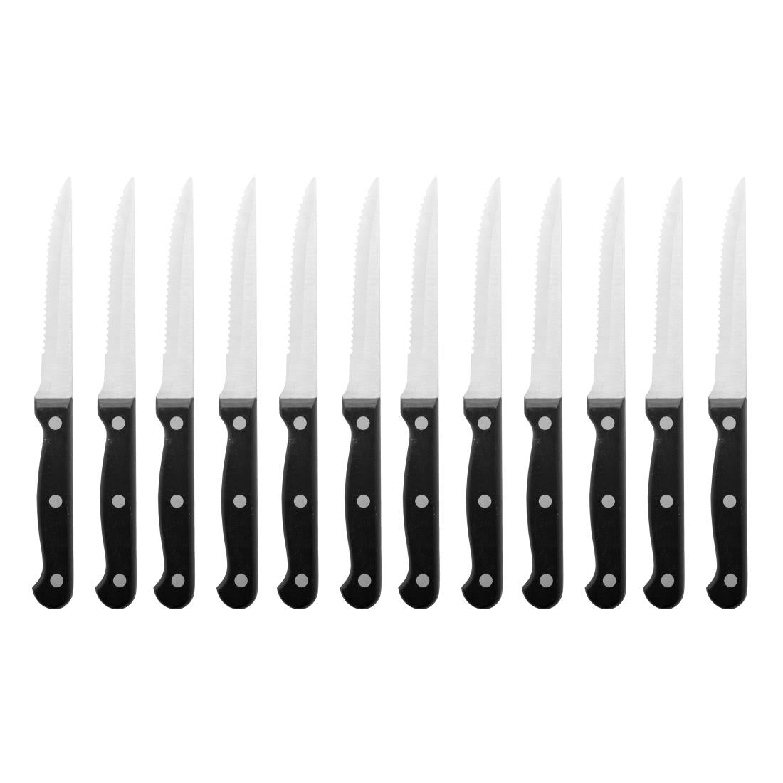 Olympia Serrated Steak Knives Black Handle (12 Pack)