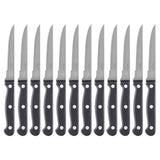 Olympia Taverna Serrated Steak Knives with Black Handles (12 Pack)