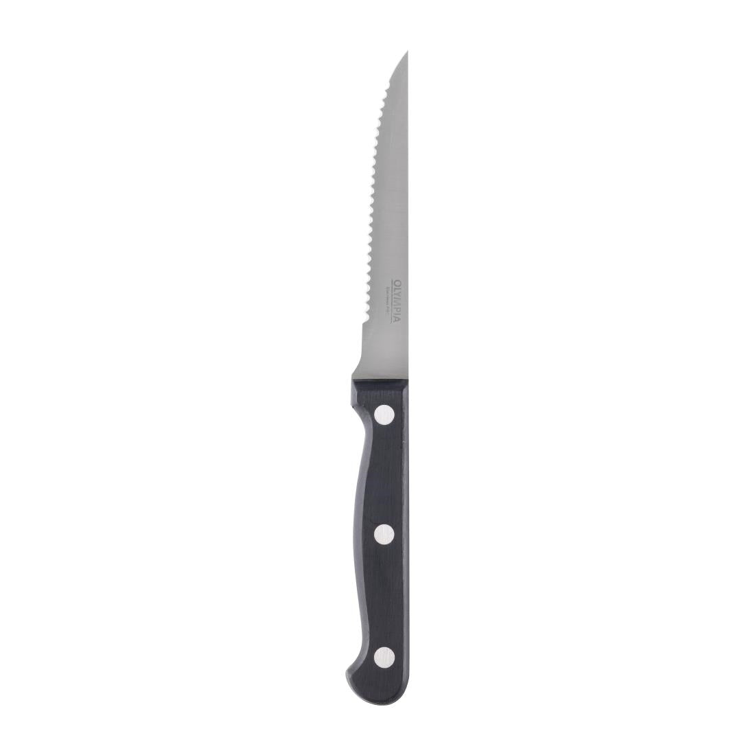 Olympia Taverna Serrated Steak Knives with Black Handles (12 Pack)