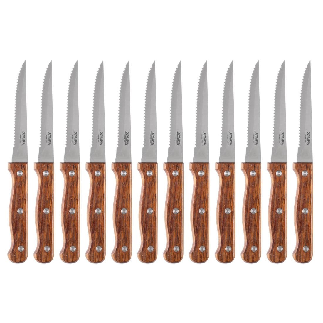 Olympia Steak Knives with Merbau Wood Handles (12 Pack)