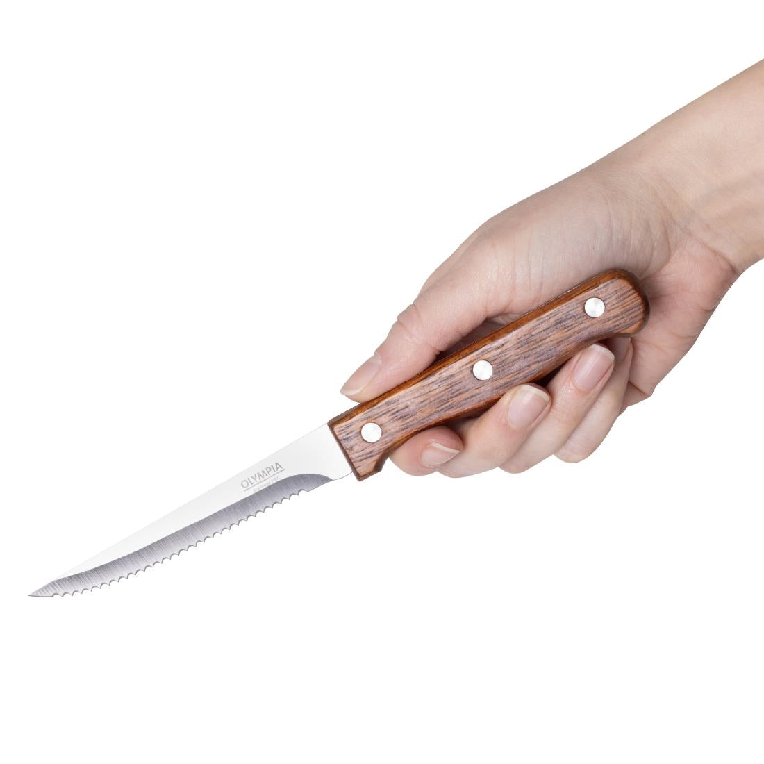 Olympia Steak Knives with Merbau Wood Handles (12 Pack)