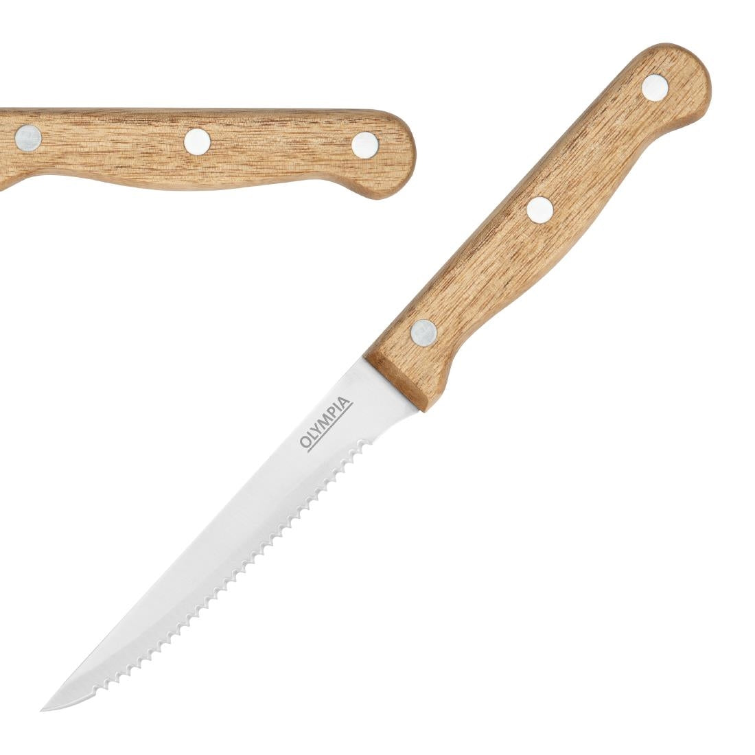 Olympia Steak Knives with Acacia Handles 113mm (12 Pack)