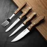 Olympia Steak Knives with Acacia Handles 113mm (12 Pack)
