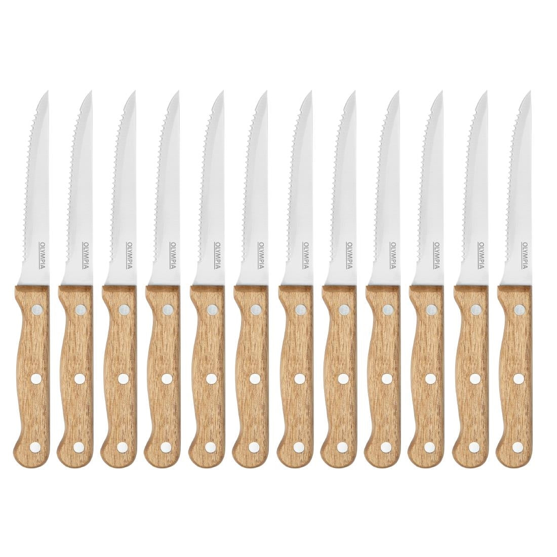 Olympia Steak Knives with Acacia Handles 113mm (12 Pack)