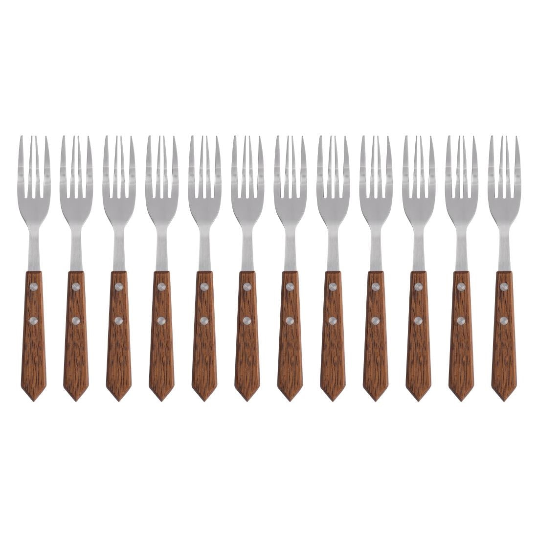 Olympia Steak Forks with Merbau Wood Handles (12 Pack)