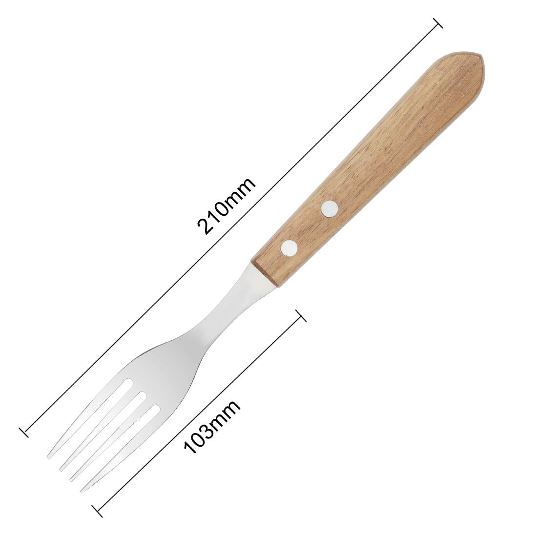 Olympia Steak Forks with Acacia Wood Handles 103mm (12 Pack)