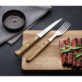 Olympia Steak Forks with Acacia Wood Handles 103mm (12 Pack)