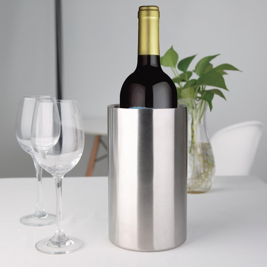 Olympia Brushed Stainless Steel Wine & Champagne Cooler