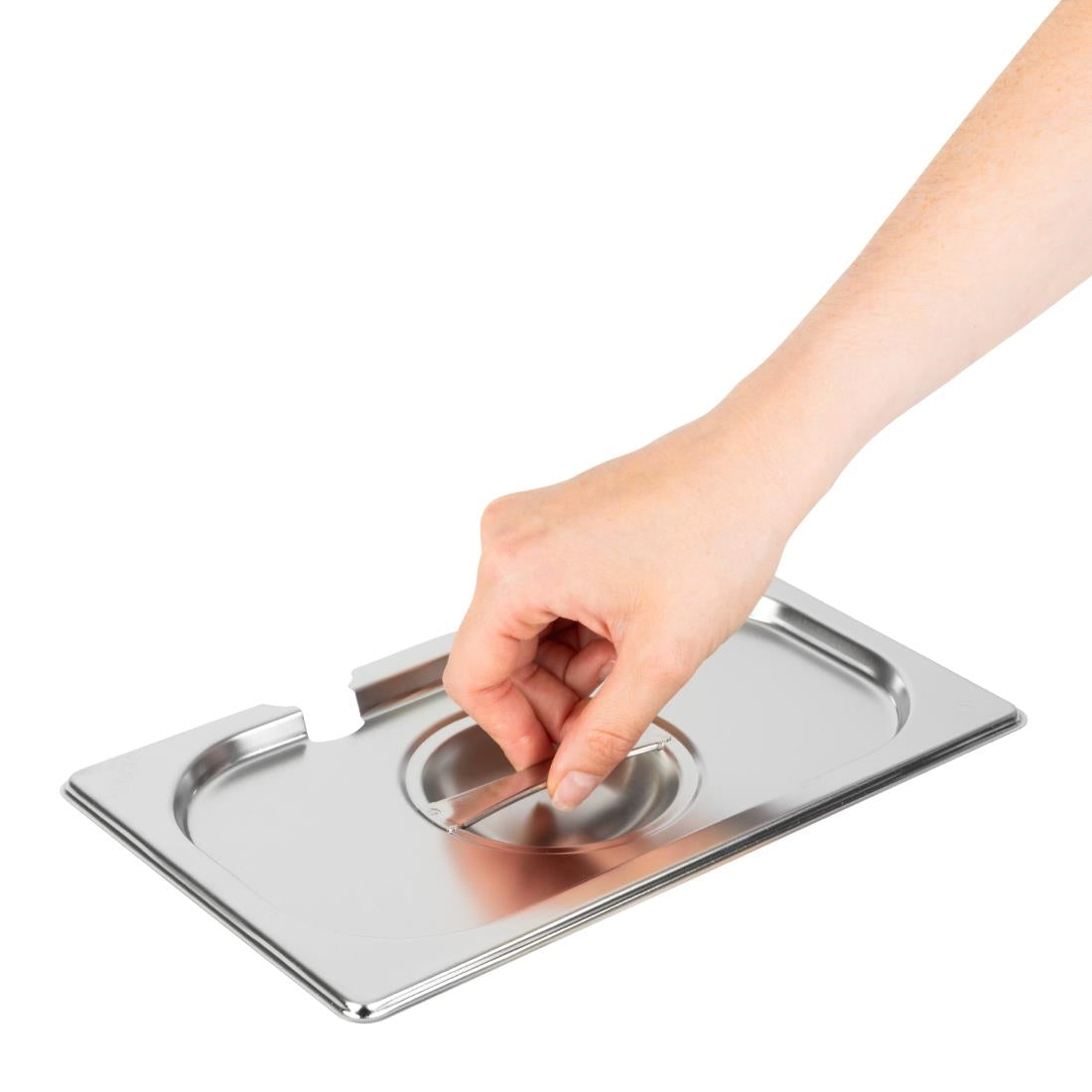Vogue Stainless Steel 1/4 Gastronorm Notched Lid