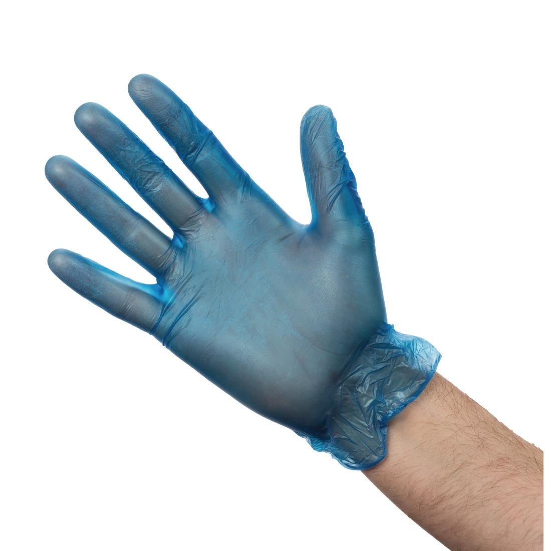 Vogue Powdered Vinyl Gloves Blue Small (100 Pack)