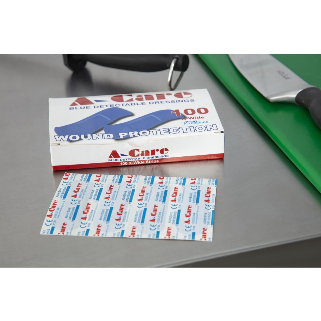 A-care detectable blue plasters extra wide strip 75X25MM (100 Pack)