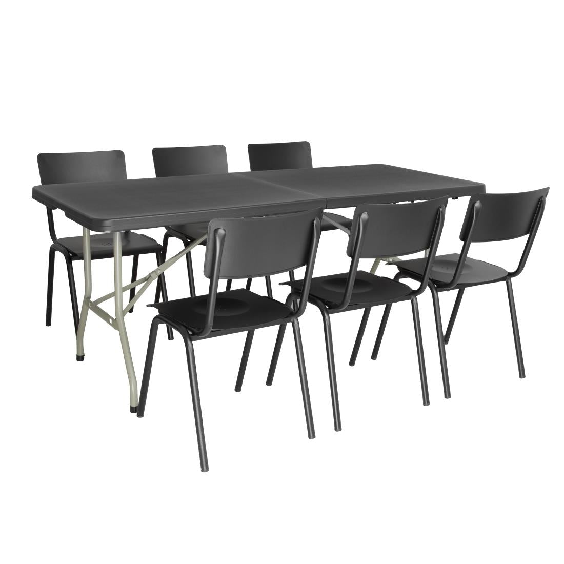 Bolero Rectangular Centre Folding Table 6ft Black