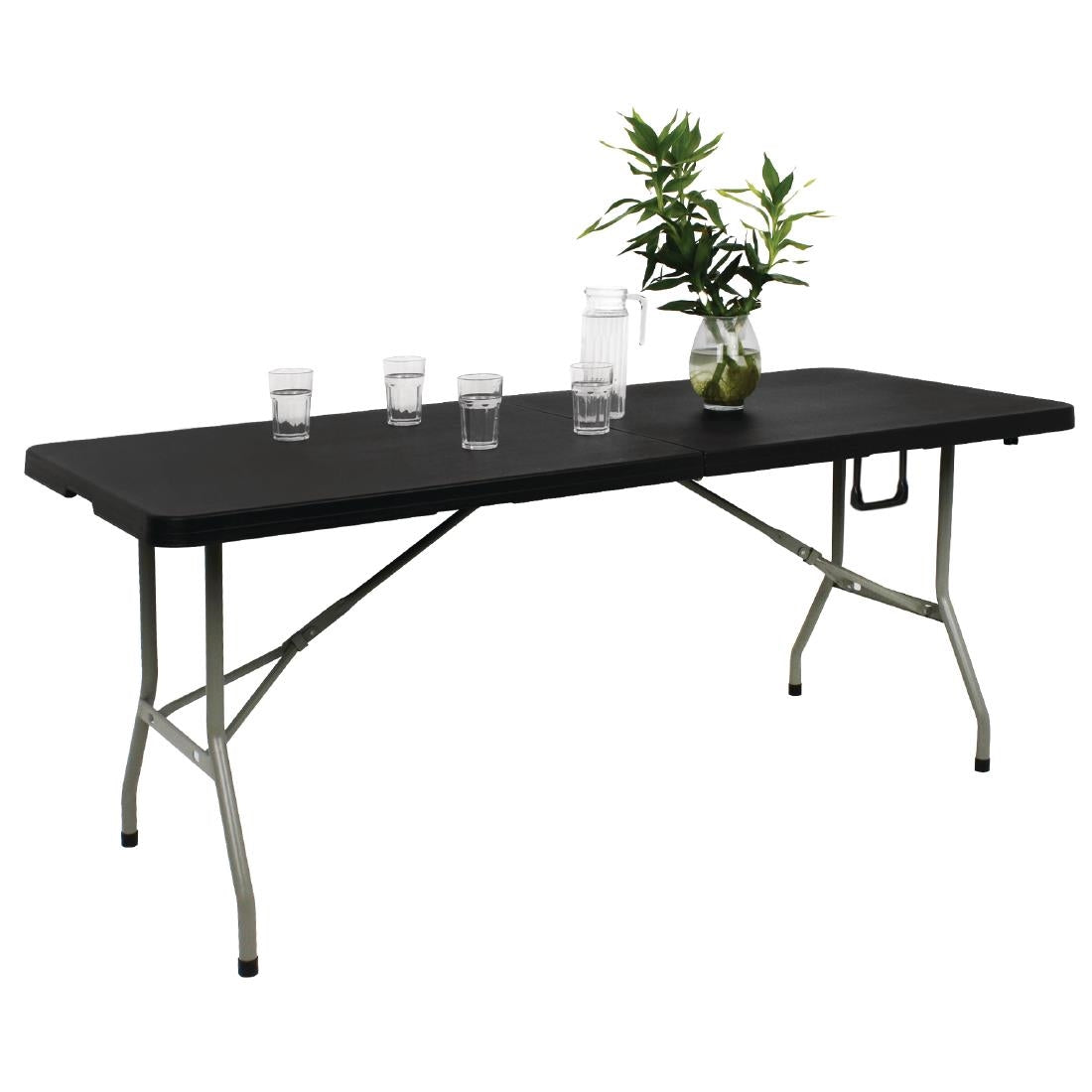 Bolero Rectangular Centre Folding Table 6ft Black