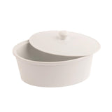 Olympia Whiteware Oval Casserole Dish with Lid 2.2Ltr