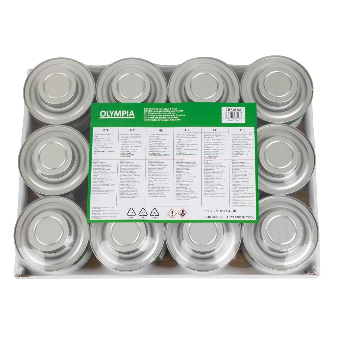 Olympia Liquid Chafing Fuel With Wick 6 Hour (12 Pack)