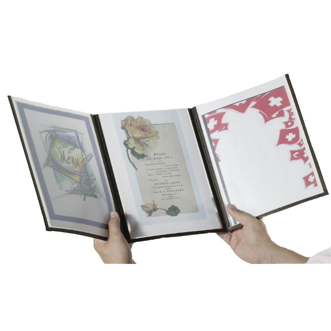 Securit Crystal Double Sided Menu Cover A4 Triple (3 pack)