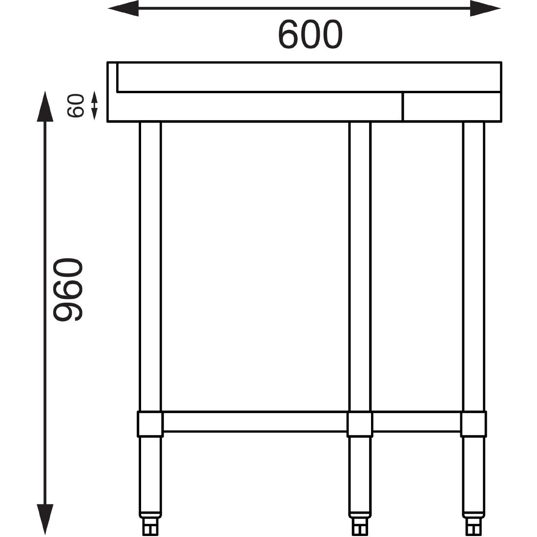 Vogue Stainless Steel Corner Table 600mm