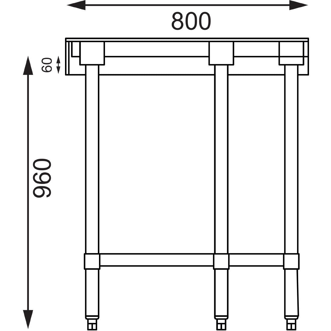 Vogue Stainless Steel Corner Table 600mm
