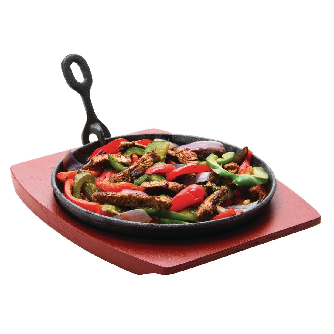Olympia Cast Iron Round Sizzler with Wooden Stand 22cm