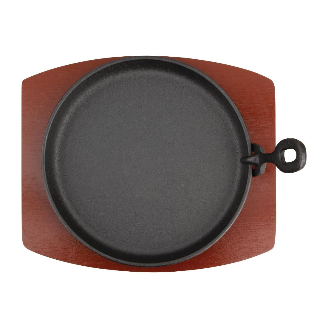 Olympia Cast Iron Round Sizzler with Wooden Stand 22cm
