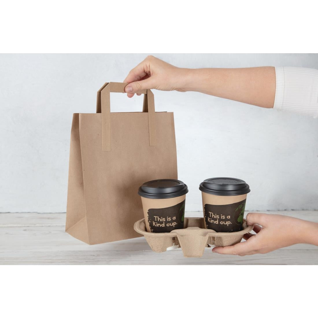 Fiesta Recyclable Flat Handle Brown Paper Bags Medium (250 Pack)