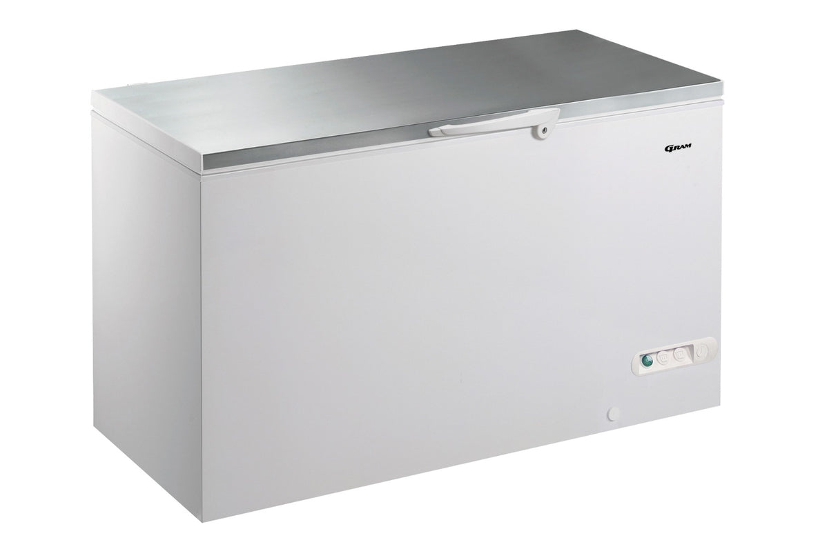 Gram CF 53 SG UK Stainless Steel Lid White Chest Freezer  491 Litres