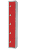 Elite Five Door Electronic Combination Locker with Sloping Top Red