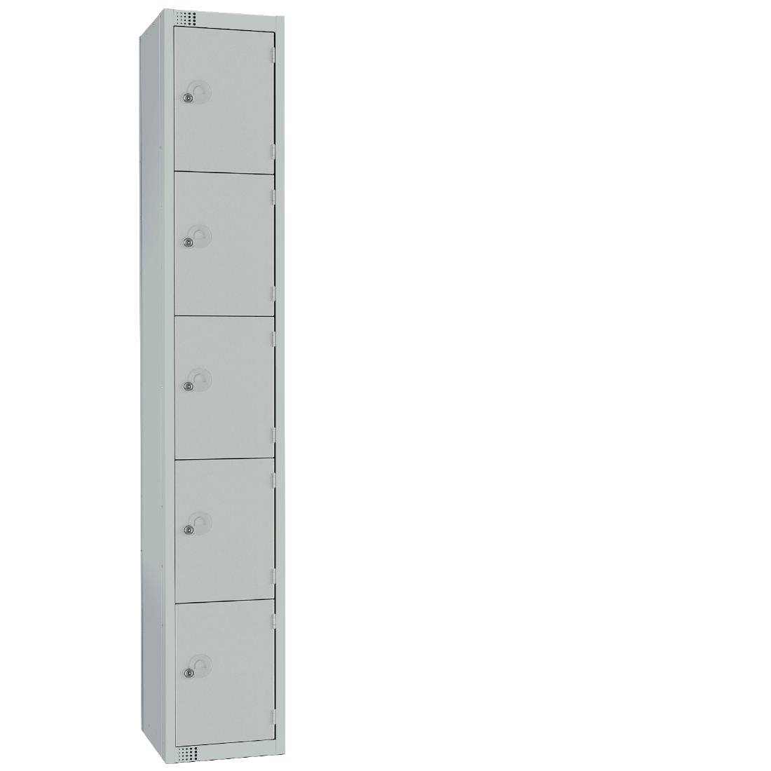 Elite Five Door Camlock Locker with Sloping Top Grey