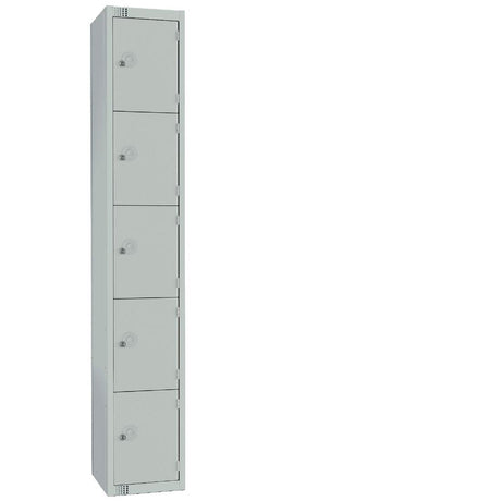 Elite Five Door Camlock Locker with Sloping Top Grey