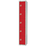 Elite Five Door Coin Return Locker Red