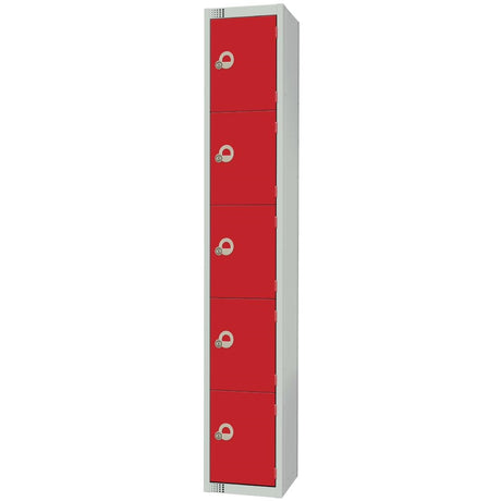 Elite Five Door Coin Return Locker Red