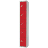 Elite Five Door Camlock Locker Red