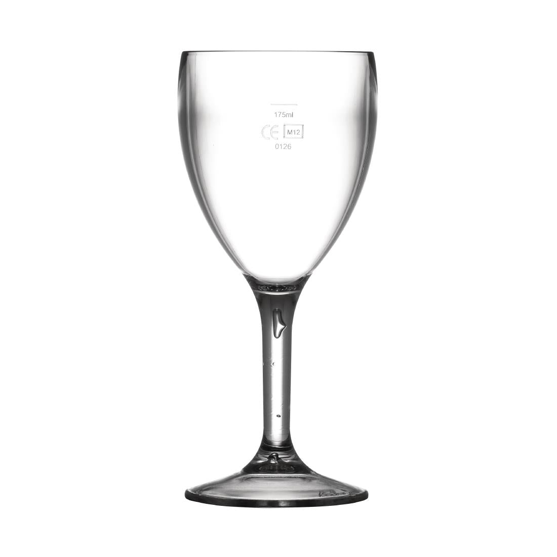 BBP Polycarbonate Wine Glasses 255ml CE Marked at 175ml (12 Pack)