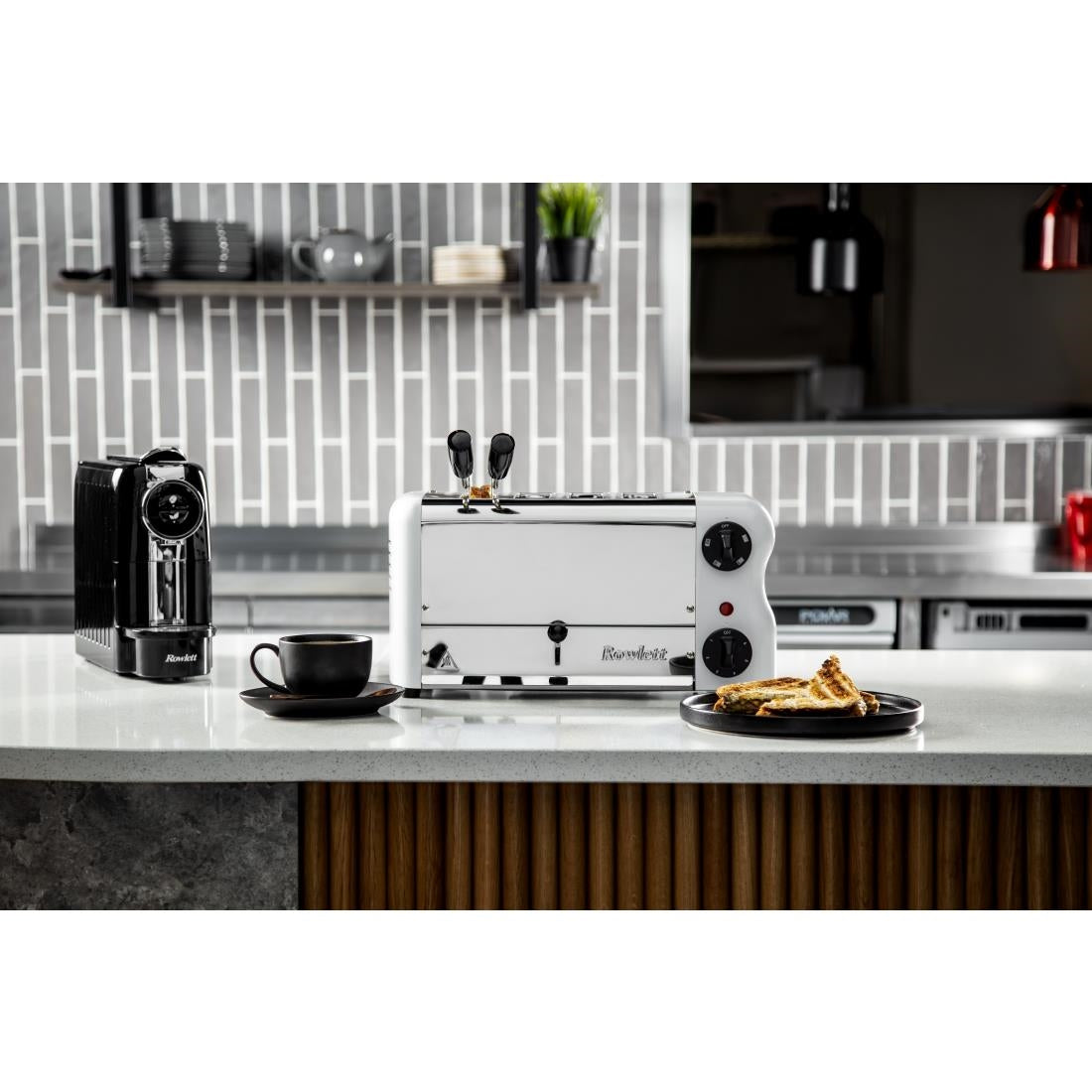Rowlett Esprit 4 Slot Toaster White w/2x Additional Elements & Sandwich Cage
