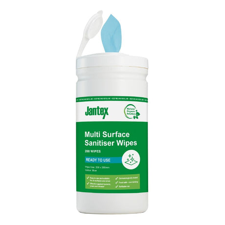 Jantex Green Surface Sanitiser Wipes Starter Tub 200mm (200 Pack)