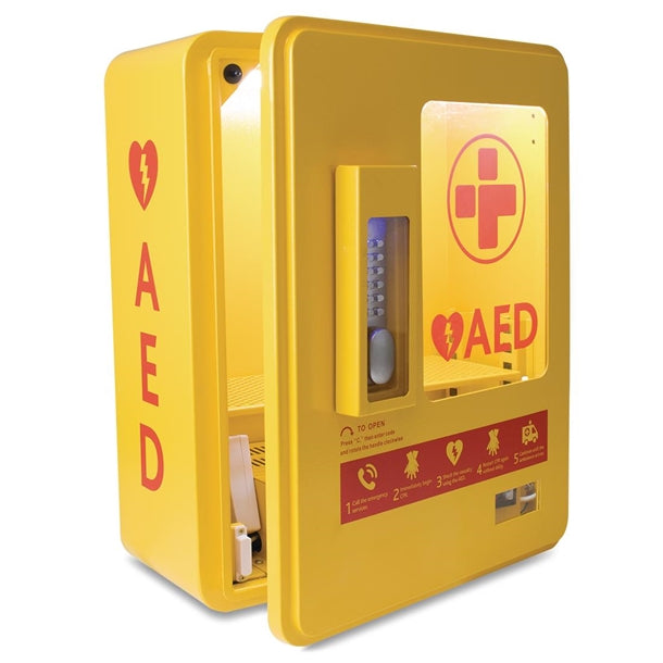 Automated External Defibrillator Alarmed Outdoor Heated Metal Cabinet