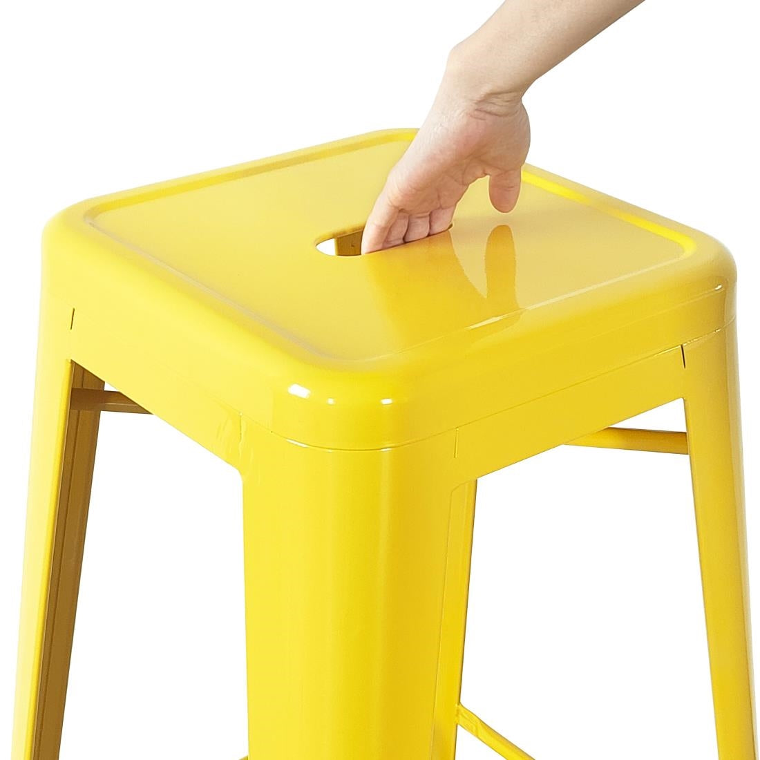 Bolero Bistro Yellow Steel High Stool (4 Pack)