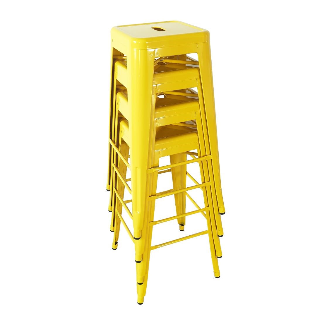 Bolero Bistro Yellow Steel High Stool (4 Pack)