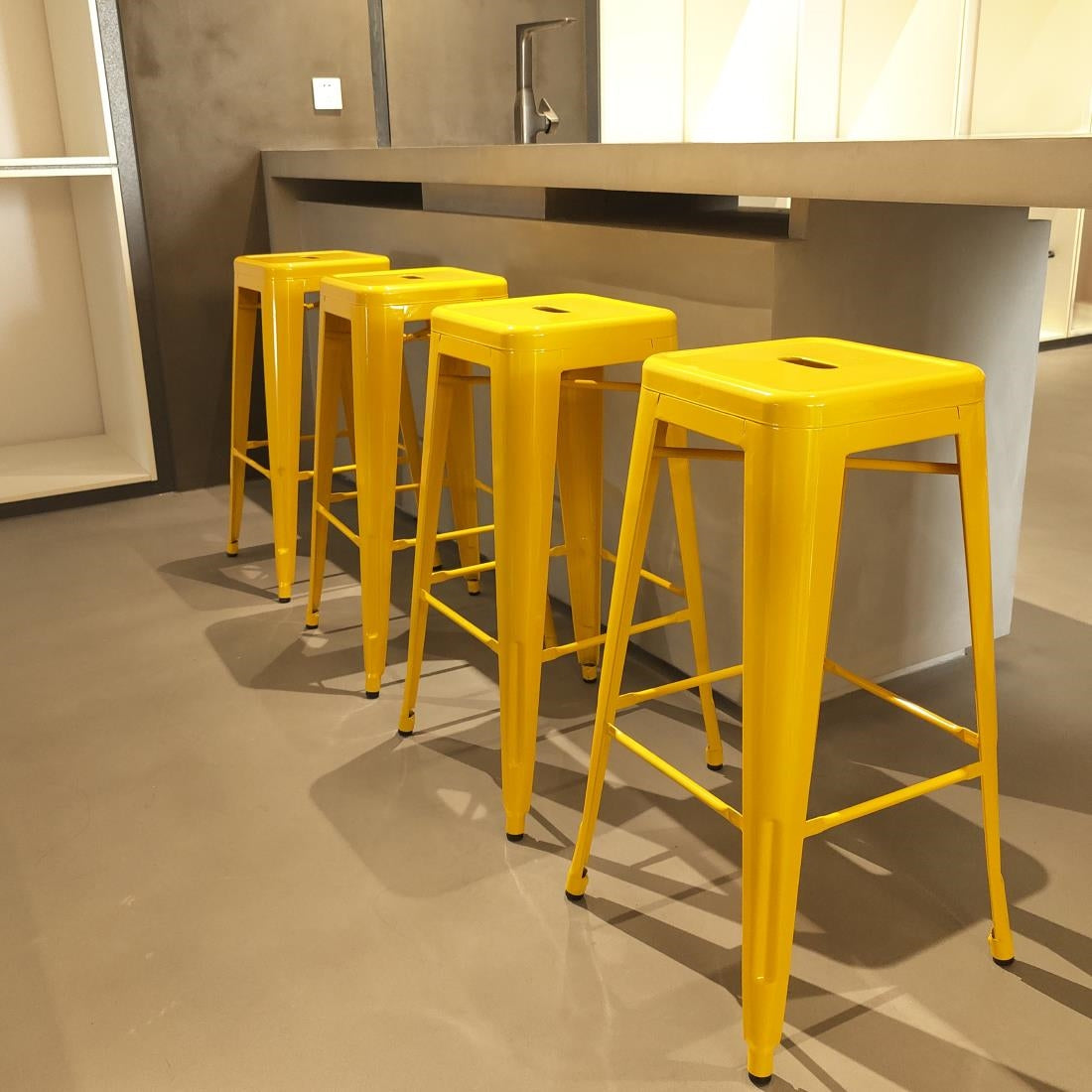Bolero Bistro Yellow Steel High Stool (4 Pack)