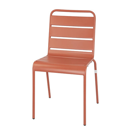 Bolero Amalfi Slatted Steel Side Chairs Terracotta (4 Pack)