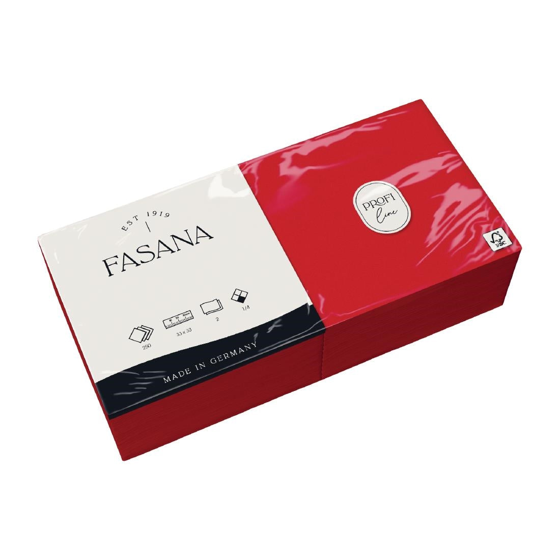 Fasana Lunch Napkin Red 33x33cm 2ply 1/4 Fold (1500 Pack)