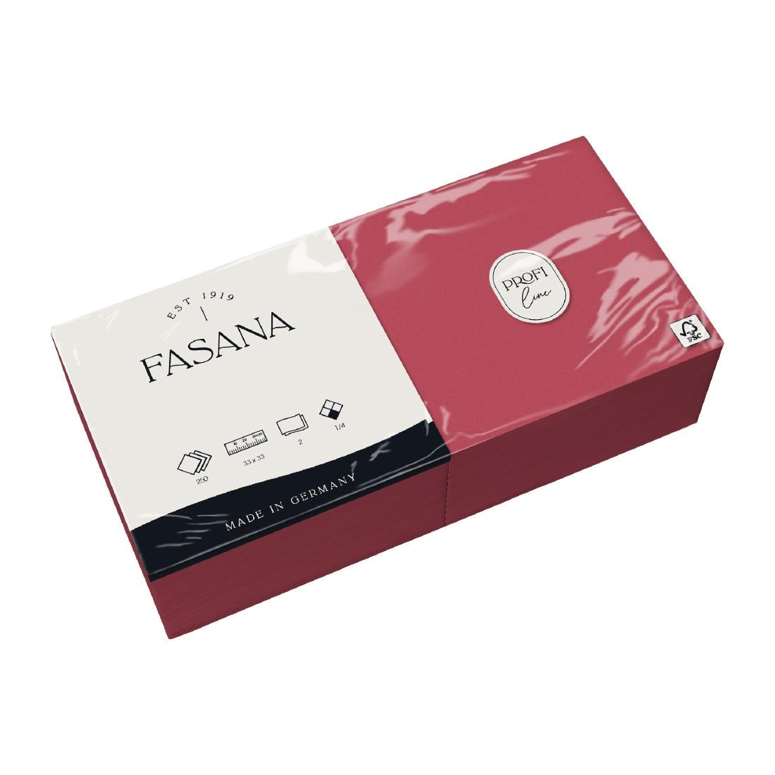 Fasana Lunch Napkin Bordeaux 33x33cm 2ply 1/4 Fold (1500 Pack)