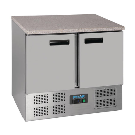 Polar G-Series Double Door Counter Fridge with Granite Work Top 240Ltr