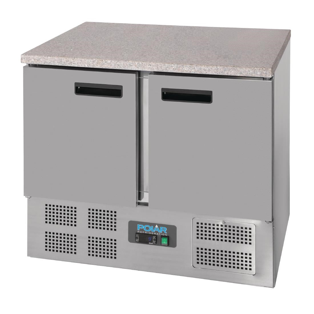 Polar G-Series Double Door Counter Fridge with Granite Work Top 240Ltr