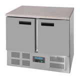 Polar G-Series Double Door Counter Fridge with Granite Work Top 240Ltr