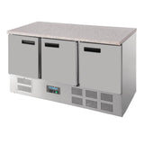 Polar G-Series 3 Door Counter Fridge with Granite Work Top 368Ltr