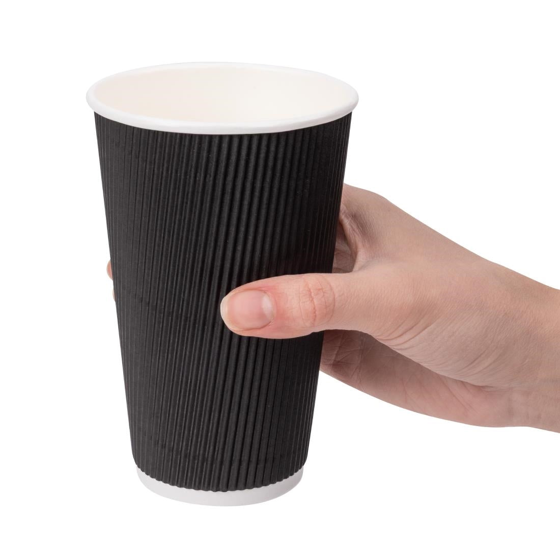 Fiesta Recyclable Ripple Wall Takeaway Coffee Cups Black 455ml (25 Pack)