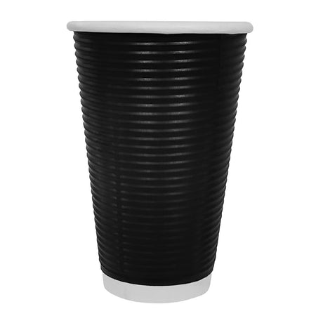 Fiesta Recyclable Ripple Wall Takeaway Coffee Cups Black 455ml (500 Pack)