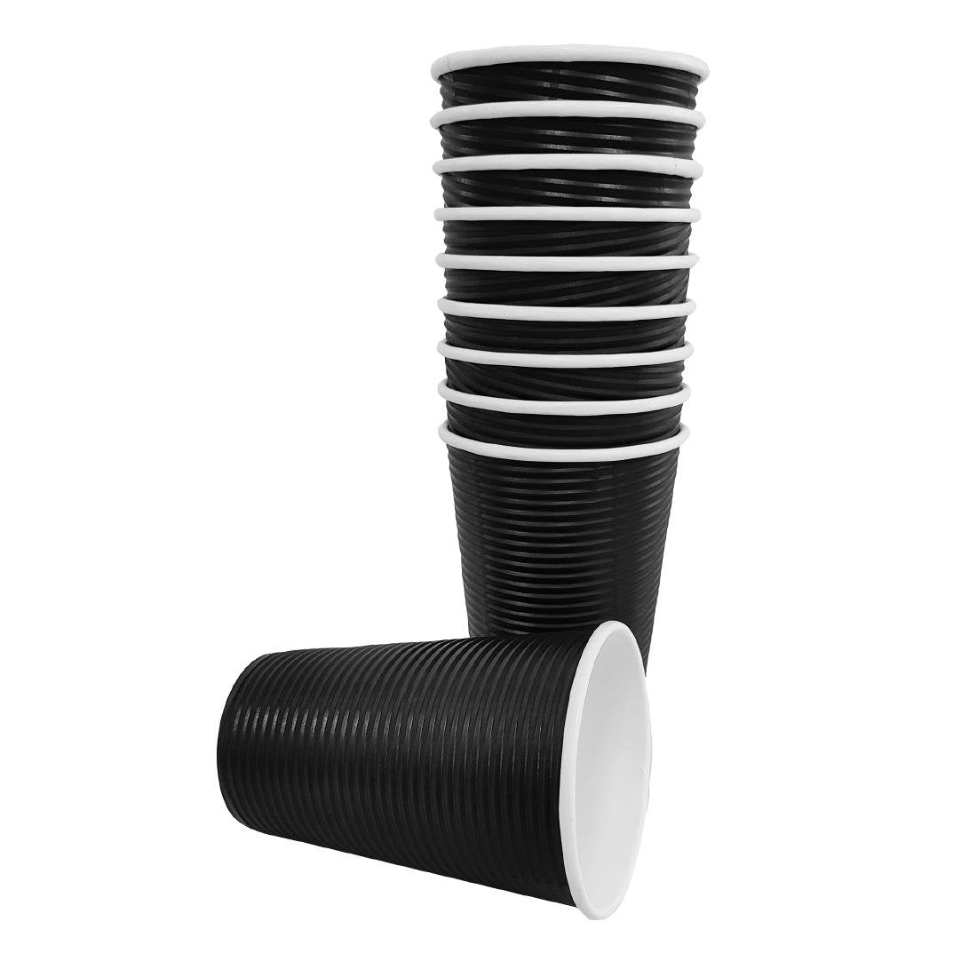 Fiesta Recyclable Ripple Wall Takeaway Coffee Cups Black 455ml (25 Pack)